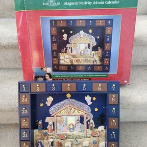Kurt Adler Magnetic Nativity Advent Calendar - Blue and Brown